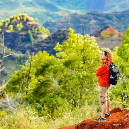 hiking visitor in waimea canyon kauai shutterstock