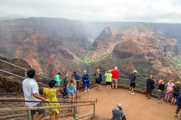 waimea canyon kokee lookout tour guests taking picture